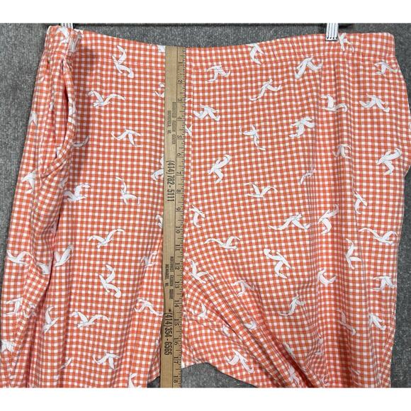 Lands End Capri Pants Womens Size 3X Orange Check Seagull Bird Pockets Pull‎ On - Picture 6 of 8